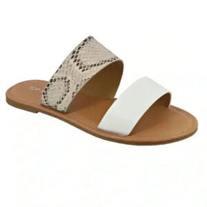 🆕Top Moda White & Snake Contrast- Strap Malik Slide🆕